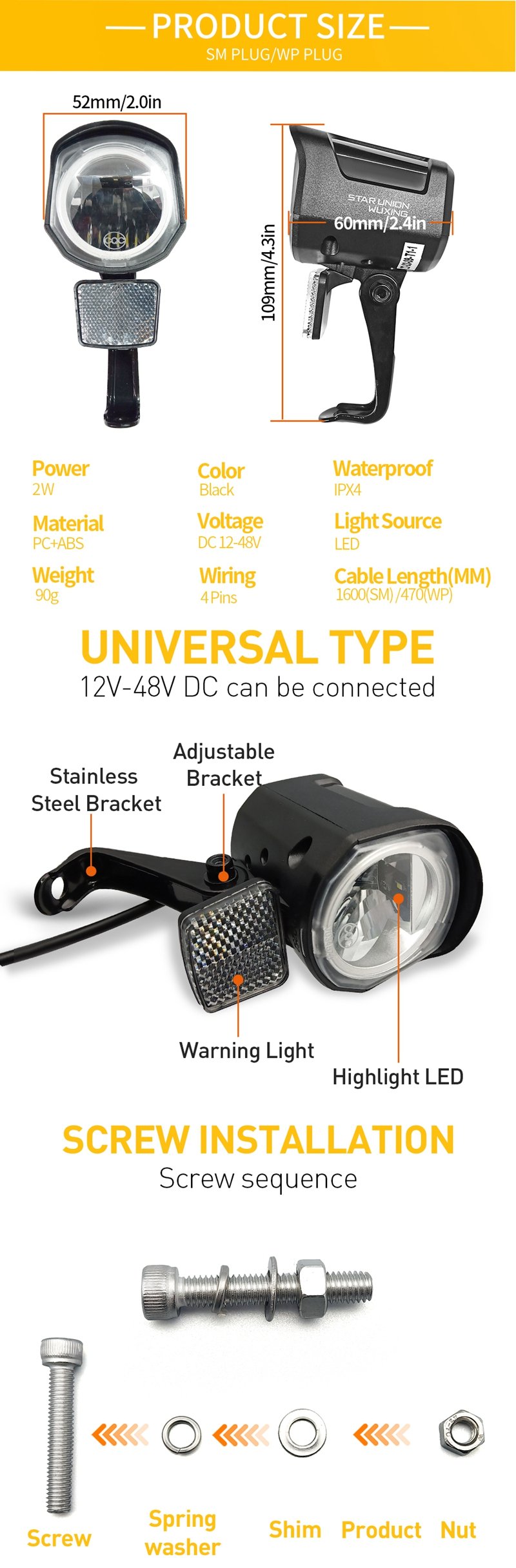 
12V-72V Electric Bike Light